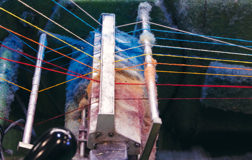 colorful yarn being spun
