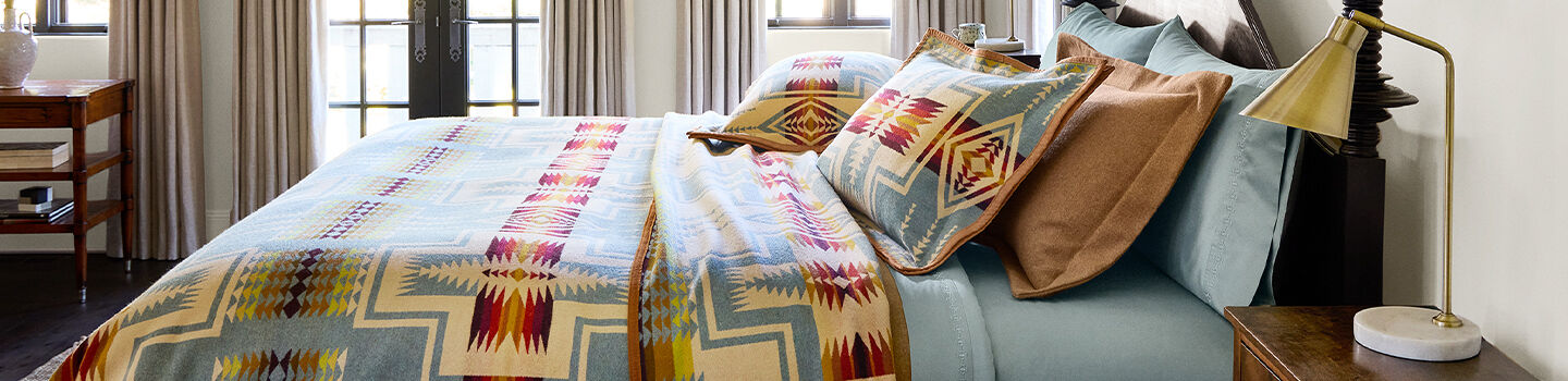 Pendleton Harding Blanket on a bed