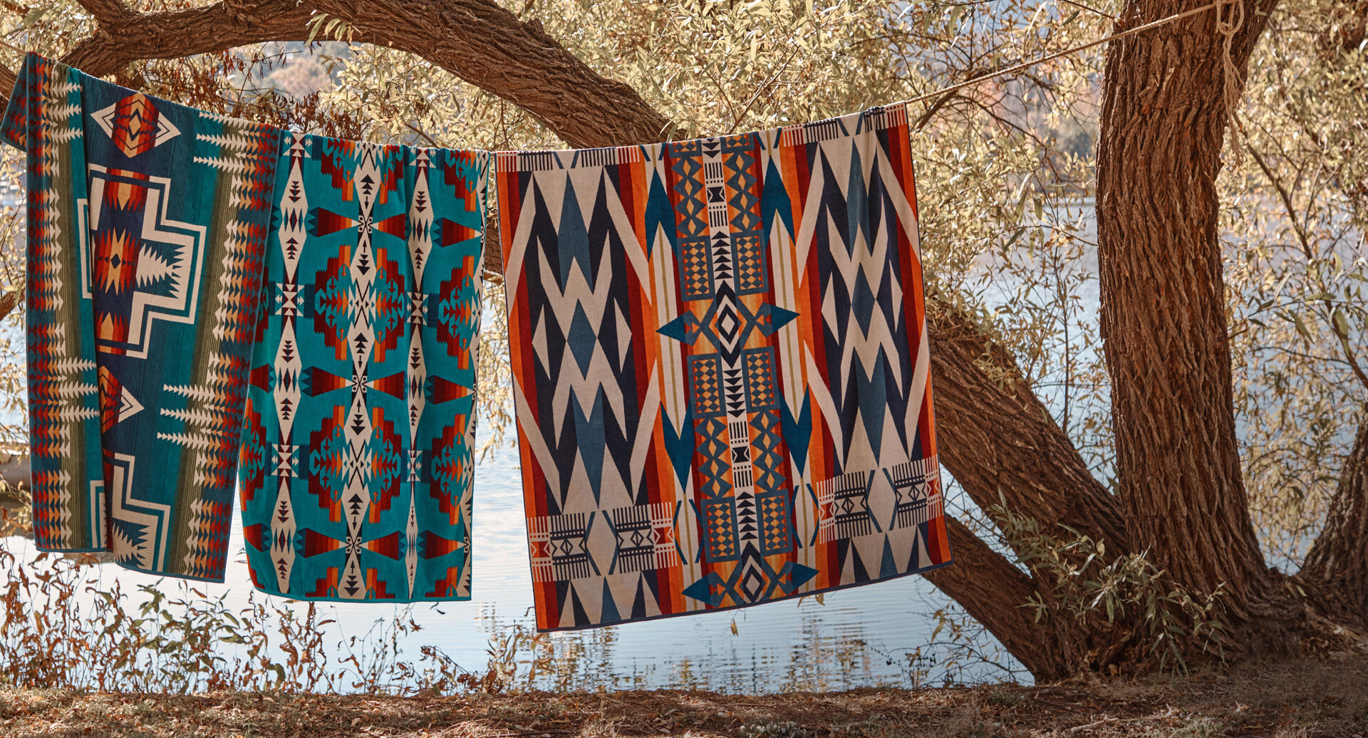 Pendleton Beach Towels Hanging Outside