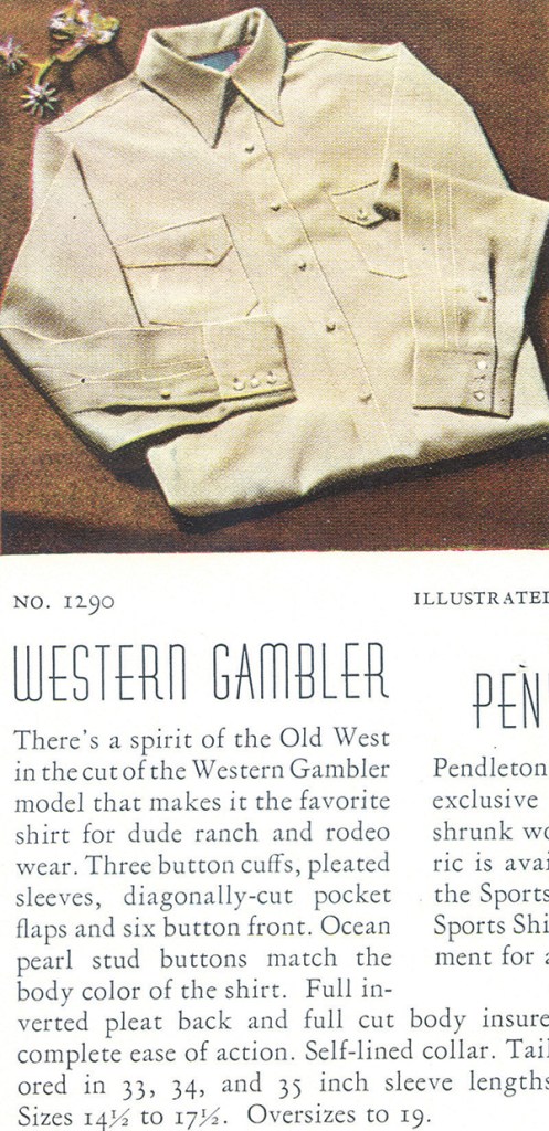 Vintage phto of the Pendleton Gambler shirt from a 1939 wholesale catalog