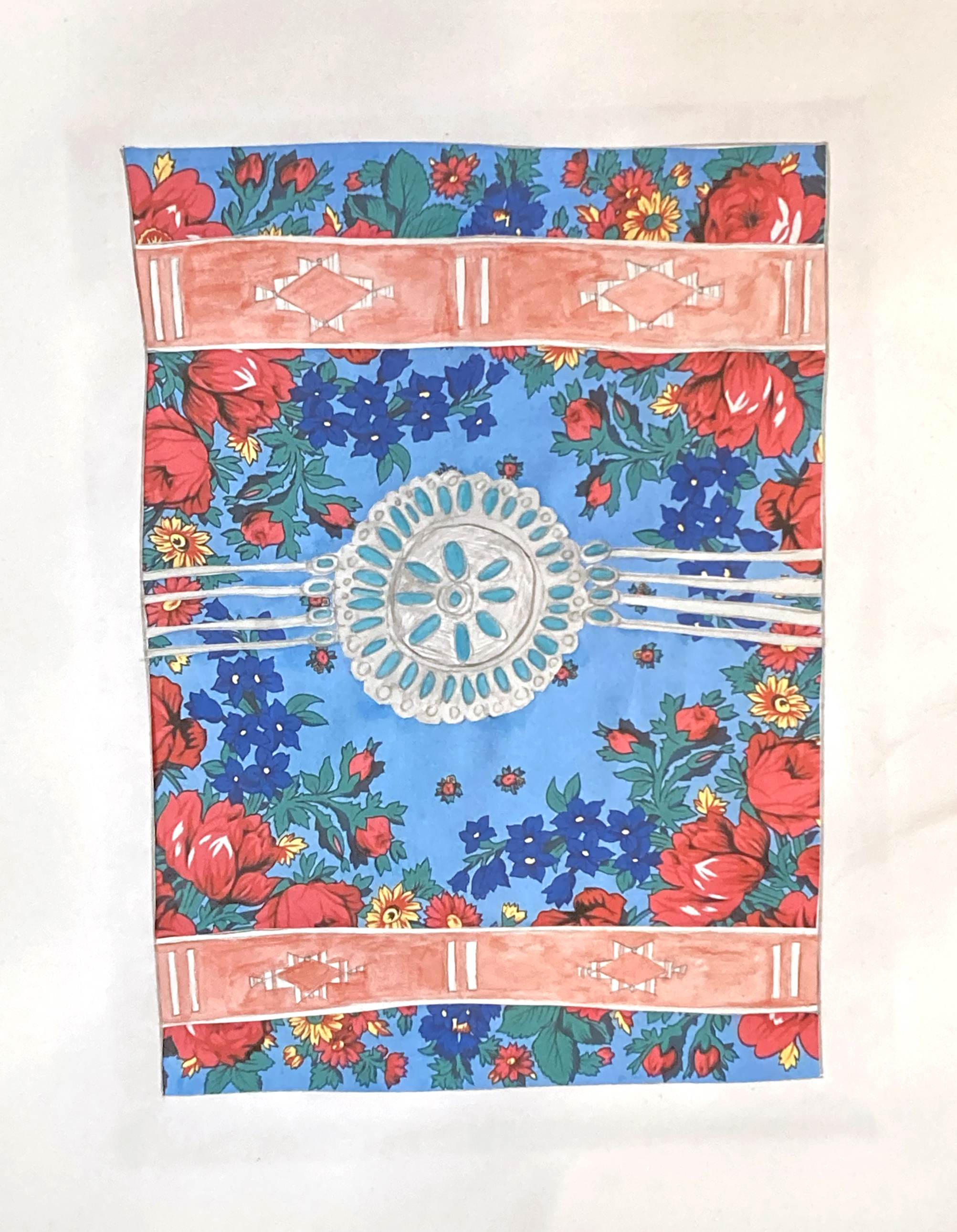An original watercolor by Emma Robbins that served as design for the Pendleton Gather blanket, photo courtesy Pendleton Woolen Mills