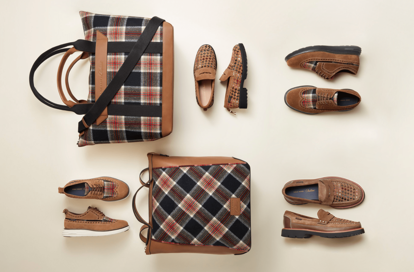The Cole Haan Pendleton collection of bags, shoes for men and women. 