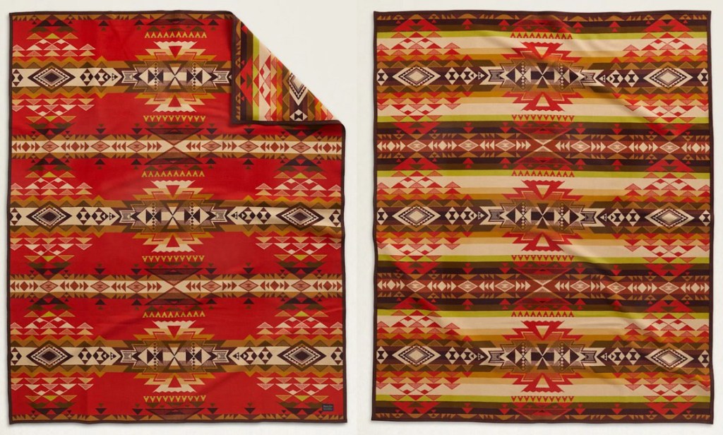 The front and back of the Pendleton Highland Peak blanket in a limited edition of 1863