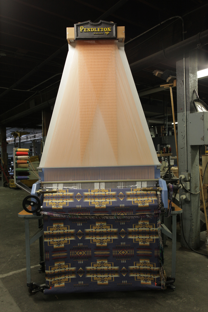 A mill display with Chief Joseph Pendleton fabrics.