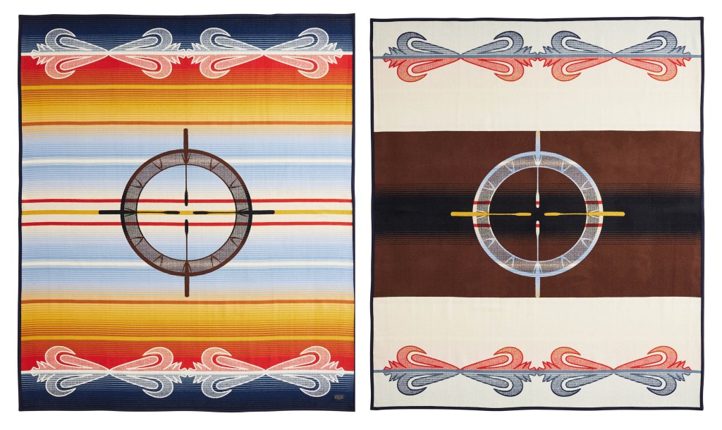 View of the front and back of the Drum Keepers Blanket.