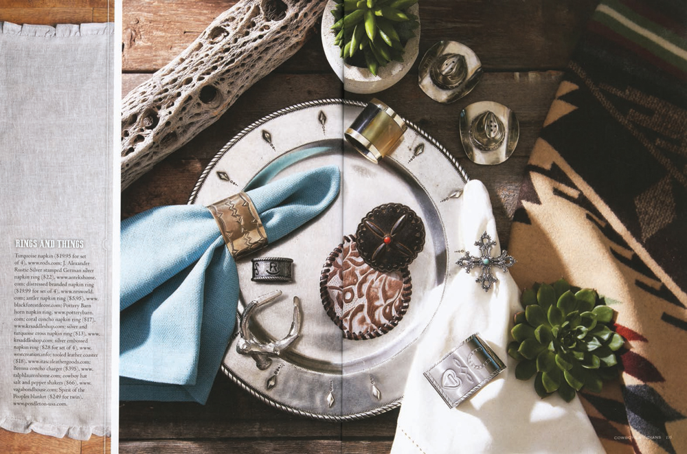 Cowboys & Indians magazine photo spread featuring Pendleton tabletop