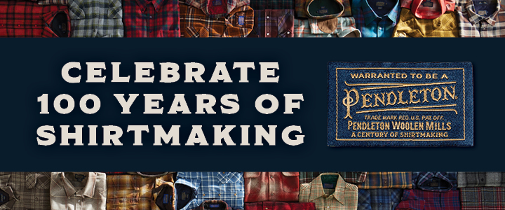 Banner logo, "Celebrate 100 Years of Shirtmaking"