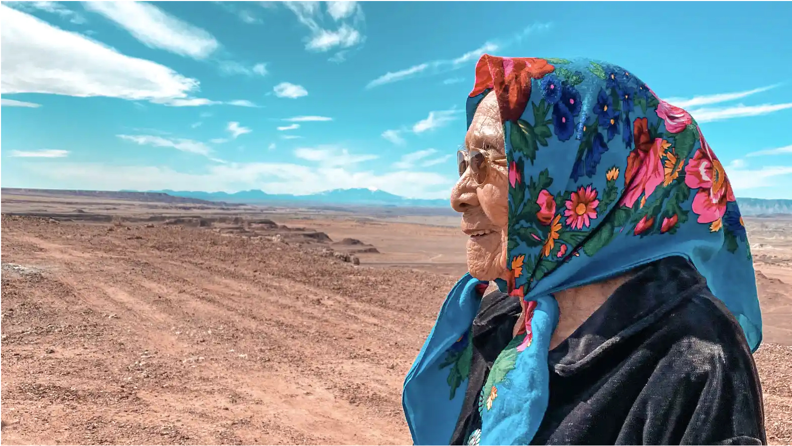 Photo of a Navajo woman wearing a traditional scarf. Photo courtesy Indian Country Today