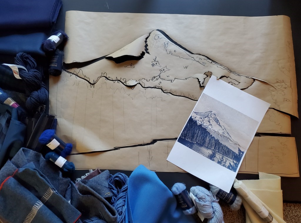 A brown craft paper pattern for the mountain on the banner.