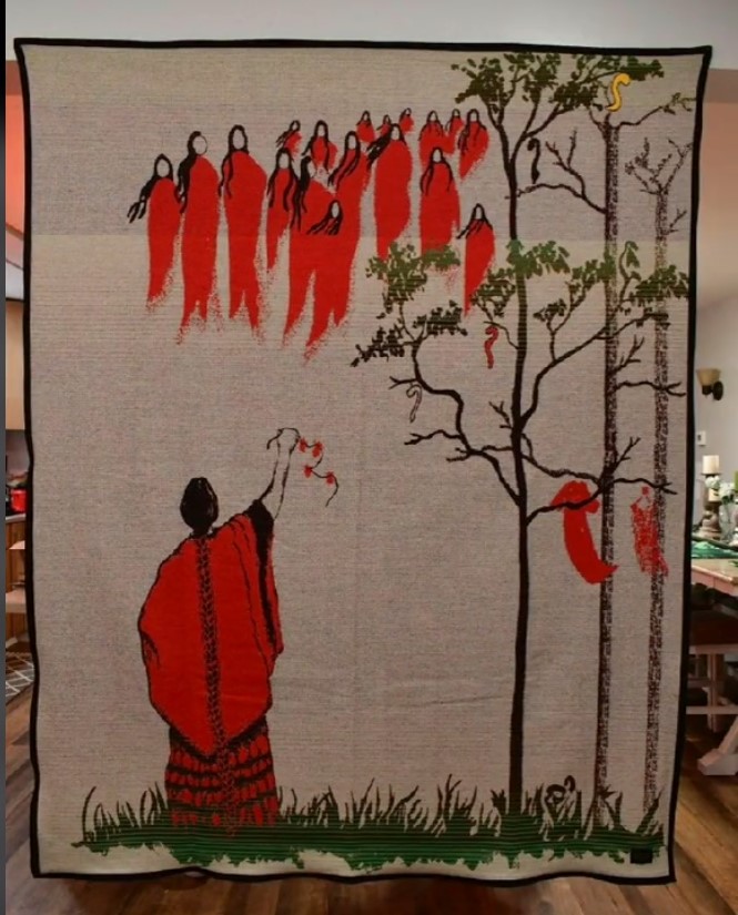 Front of the "Not Alone" blanket by Joseph Chamberlain and Pendleton Woolen Mills