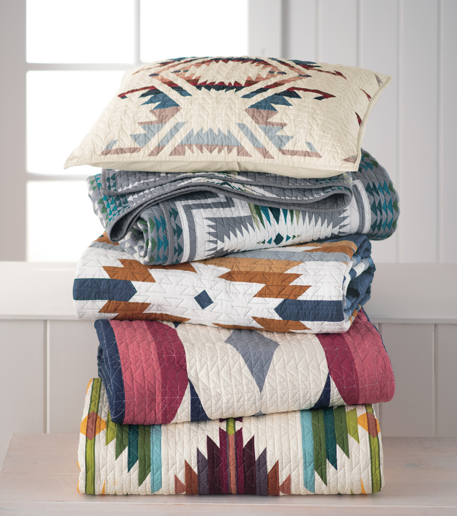 Pendleton cotton quilts and coverlets.