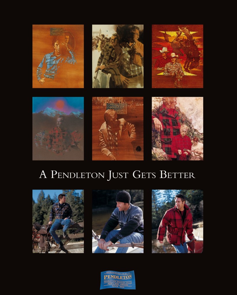 Pendleton Menswear poster with vintage ad images