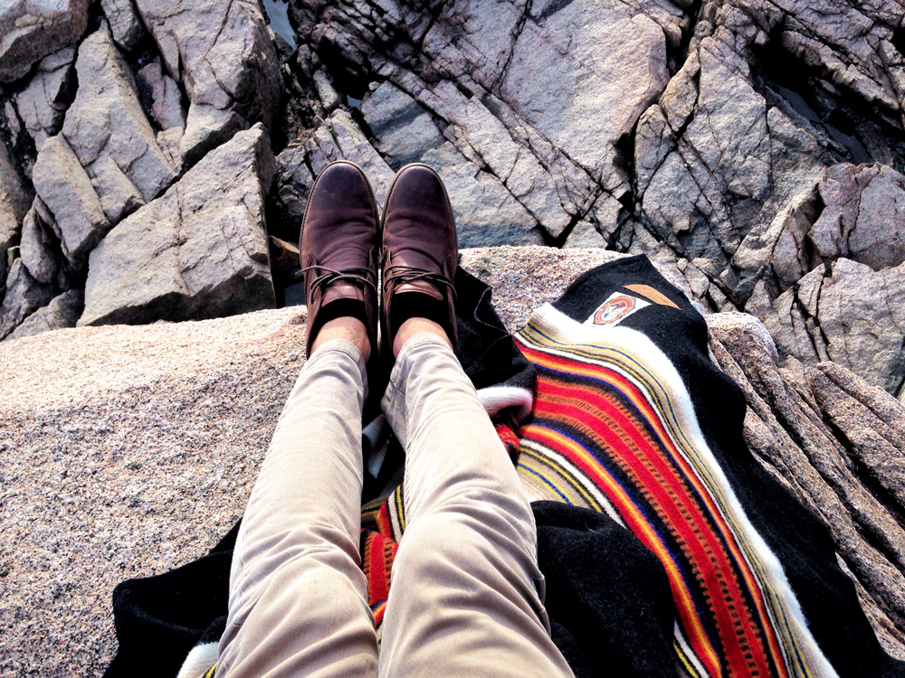 Karlov - Feet, boulders, and the Acadia National park blanket.