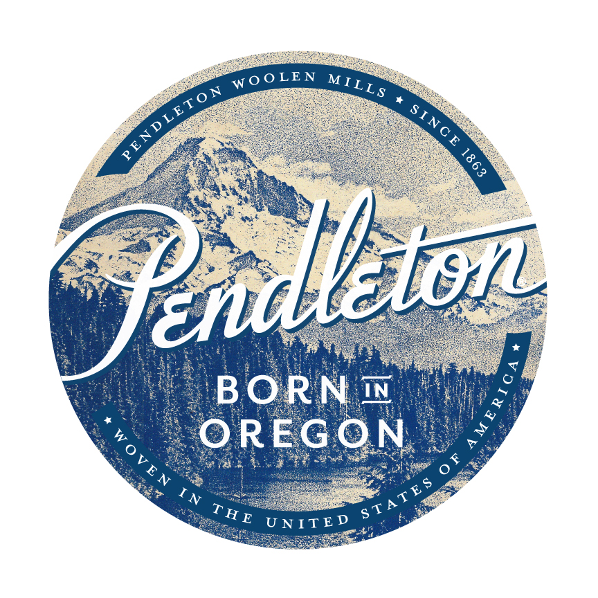 Blue "Born in Oregon" logo